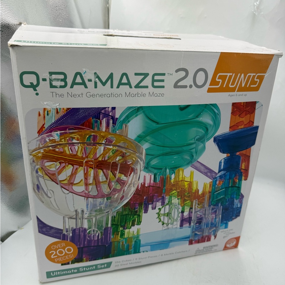 Mindware Q-BA-Maze 2.0 Ultimate Stunt Set Over 200 Pieces Marble Maze,